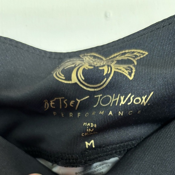 Betsey Johnson performance black capri leggings w/ polka dot & fruit print - Picture 3 of 3